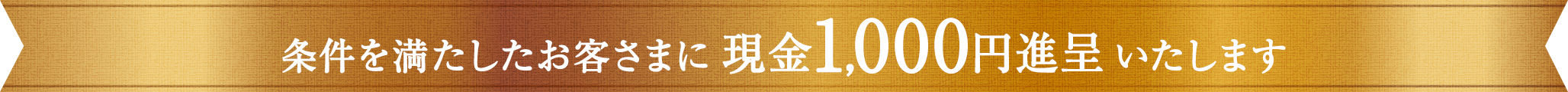 条件を満たしたお客さまに 現金1,000円進呈 いたします
