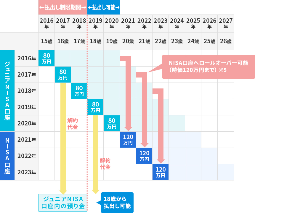 制度の継続期間中に20歳になる場合 例:2016年に15歳